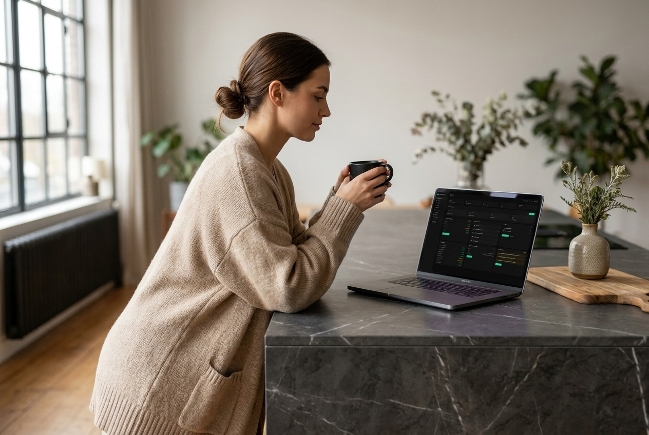 Ecom-founder aan het werk