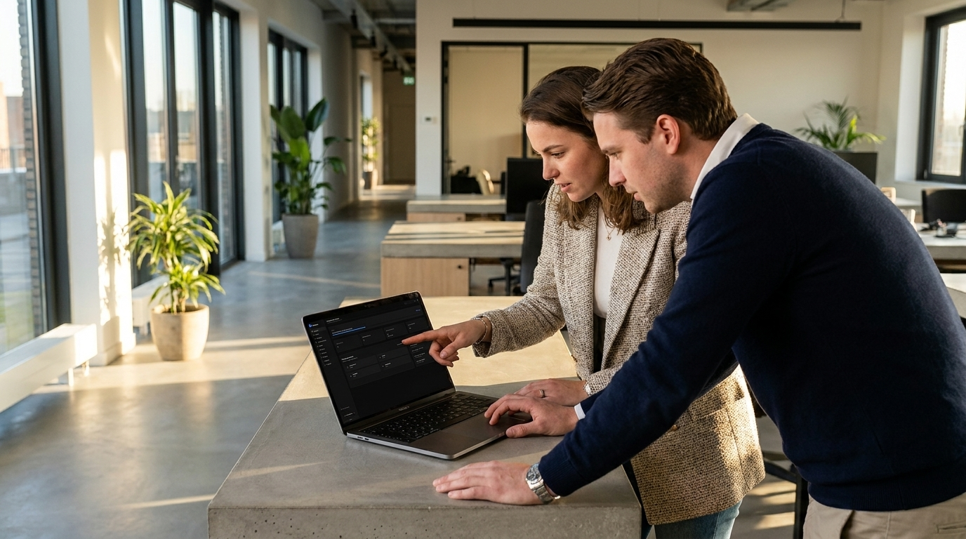 Agency-team werkt met het platform